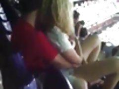 Red-haired slut is horny from the sun and wants sex