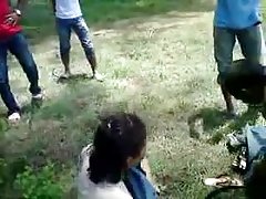 In the countryside, the bitch gets on his knees and blows
